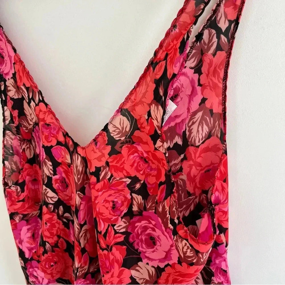 VTG Cinema Etoile Dark Floral Nightgown Semi Sheer Nightie Slip Dress sz Medium - Picture 6 of 12